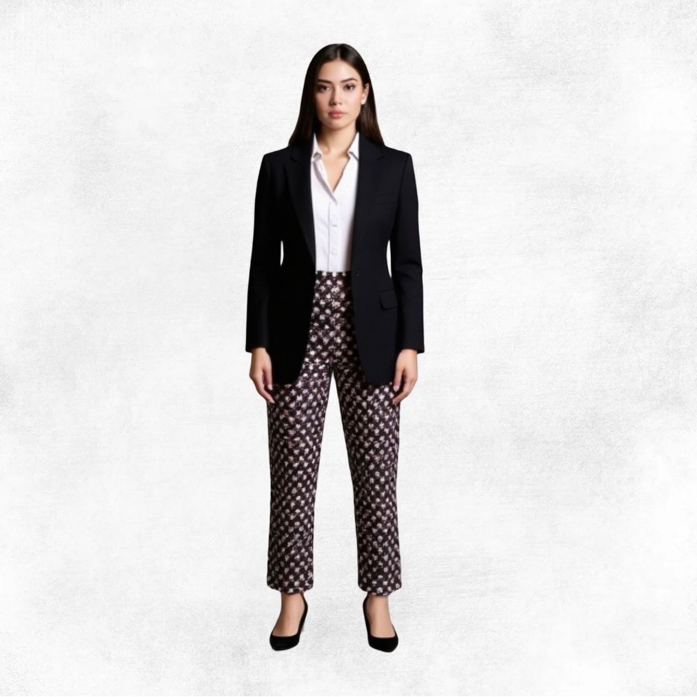 Anne Klein Geometric Print Slim Pants Size 10